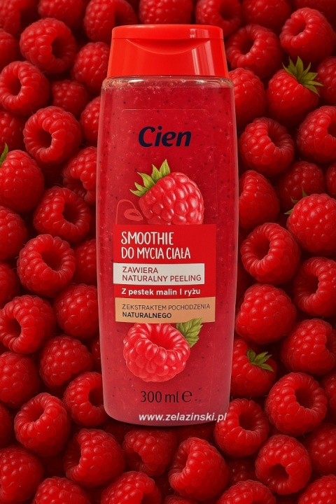 Cien Vegan Smoothie peeling żel pod prysznic PESTKI MALIN I RYŻ 300ml Cien Vegan Smoothie peeling żel pod prysznic PESTKI MALIN I RYŻ 300ml