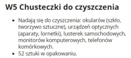 W5 Chusteczki do czyszczenia okularów i powierzchni szklanych