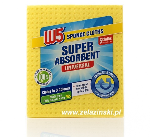 W5 Ściereczki gąbczaste superchłonne 5szt W5 Ściereczki gąbczaste superchłonne 5szt